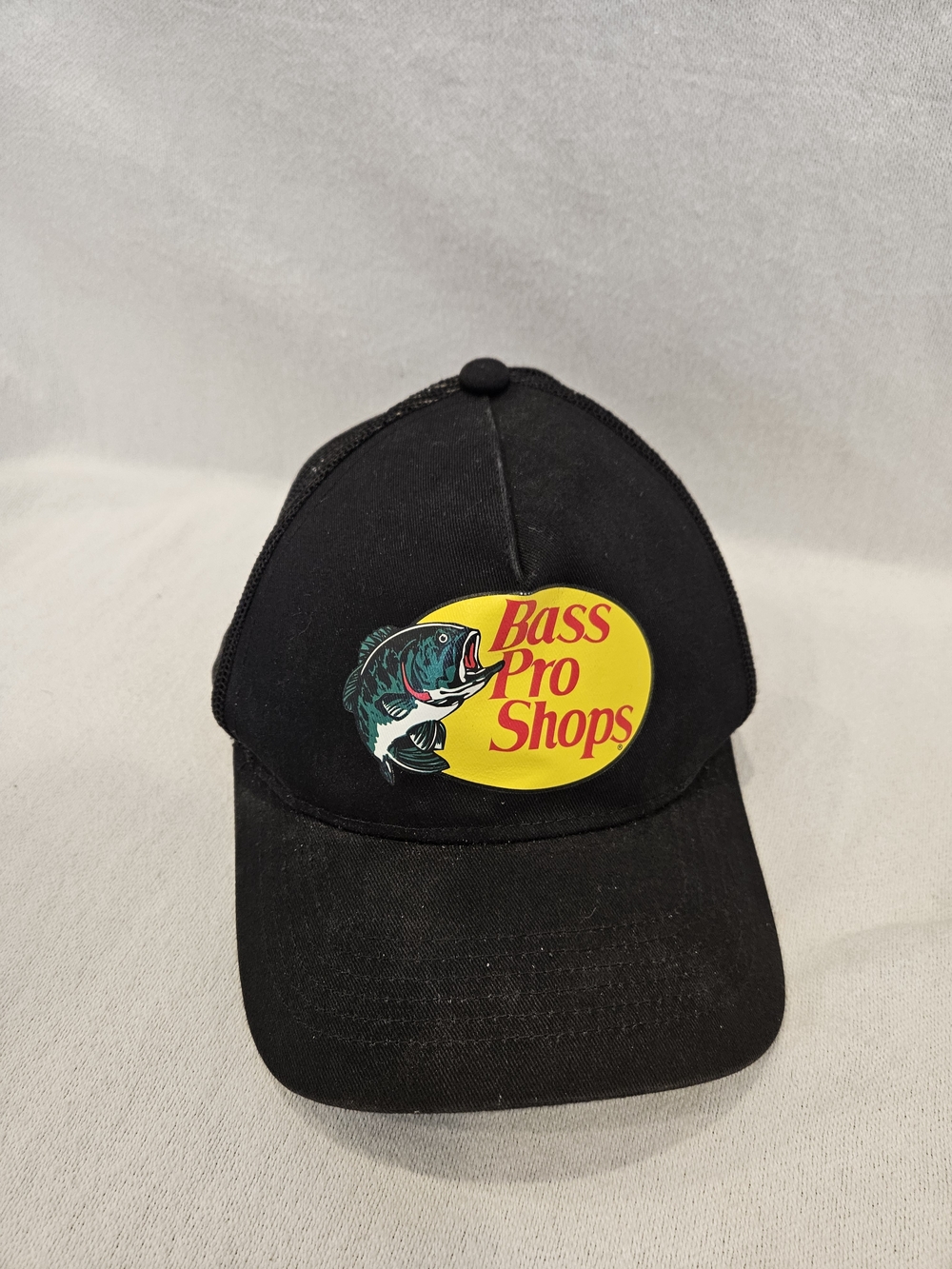 Bass Pro Shops Black Trucker Snapback Hat Adjustable